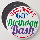 60歳のお祝いの誕生日ボタン 缶バッジ (正面&裏面)
