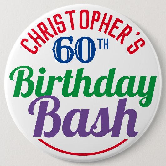 60歳のお祝いの誕生日ボタン 缶バッジ (正面)