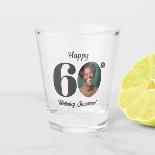 60歳のお誕生日おめでとうフォト ショットグラス (正面)