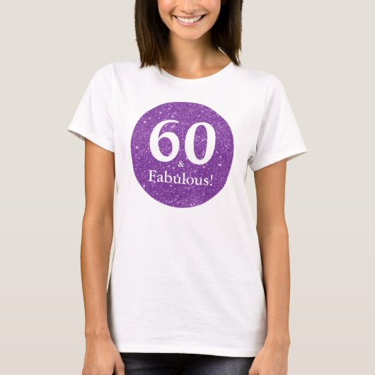 60歳のお誕生日おめでとう パープルの輝き Tシャツ (正面)