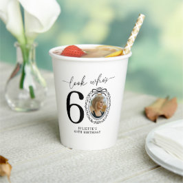 60歳のお誕生日おめでとう!フォト60thバースデーペーパーカップ 紙コップ