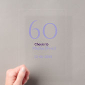 60歳のお誕生日おめでとう 紫 大きな文字 名前 日付入り アクリル招待状 (インサイチュ (ポータブル))