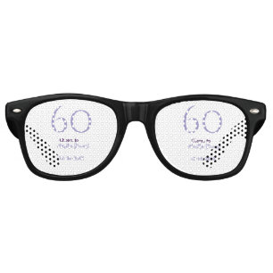 60歳のお誕生日おめでとう 紫 大きな文字 名前 日付入り レトロサングラス