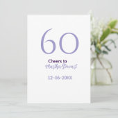 60歳のお誕生日おめでとう 紫 大きな文字 名前 日付入り 招待状 (スタンド正面)
