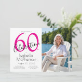 60歳のお誕生日 ミニマルピンク 60歳の誕生日 招待状 (スタンド正面)