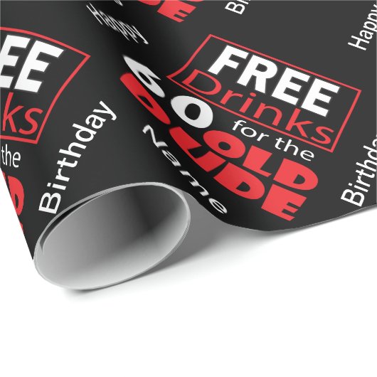 60歳のための無料ドリンク – 誕生日 ラッピングペーパー (ロールコーナー)