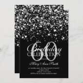 60歳のエレガント誕生パーティーシルバーミッドナイトグラム 招待状 (正面/裏面)