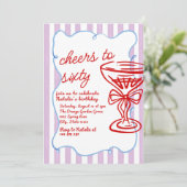 60歳のカラフルなシャンパン60枚の写真の誕生日 招待状 (スタンド正面)