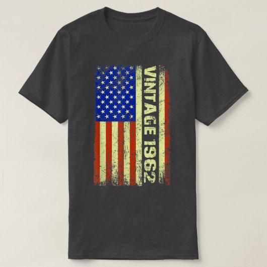 60歳のギフトヴィンテージ1962アメリカ国旗60日 Tシャツ (デザイン正面)