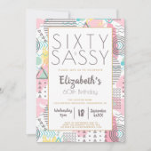 60歳のサシィピンク 1980年代レトロスタイル 60歳誕生日 招待状 (正面)