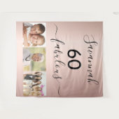 60歳のサプライズパーティーにぴったりな、素敵なカスタムフォトアルバム ローズゴールド タペストリー (正面(横))