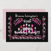 60歳のサプライズ誕生日パーティーキャンドル招待状 招待状 (正面/裏面)