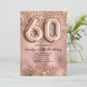 60歳のバラゴールドラメ誕生日 招待状 (スタンド正面)