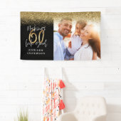 60歳のバースデーモダンタブラックと金ゴールドグリッター写真 横断幕 (インサイチュ)