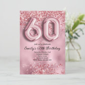 60歳のピンクグリッター誕生日 招待状 (スタンド正面)