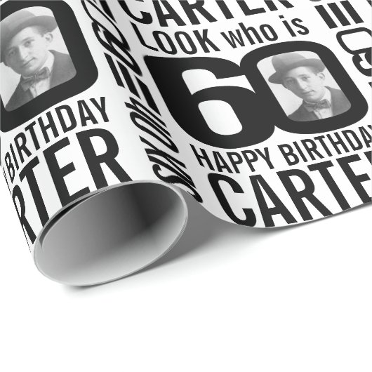 60歳のフォトモノカスタムラ60歳の誕生日を見る ラッピングペーパー (ロールコーナー)