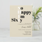 60歳のベージュはっきりした60歳の誕生日パーティー 招待状 (スタンド正面)