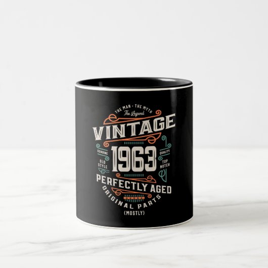 60歳のヴィンテージ1963年男伝説 ツートーンマグカップ (中央)