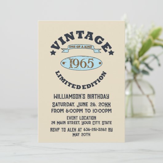60歳のヴィンテージ60歳の誕生日パーティー 招待状 (スタンド正面)