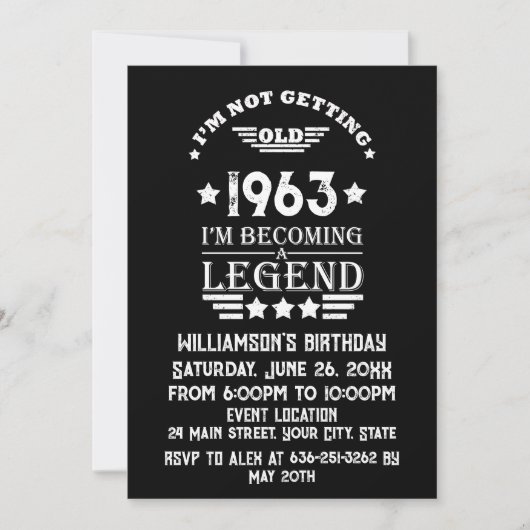 60歳のヴィンテージ60歳の誕生日パーティー 招待状 (正面)