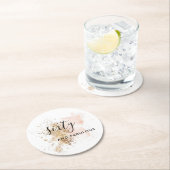 60歳の女性の誕生日パーティー ラウンドペーパーコースター (インサイチュ)