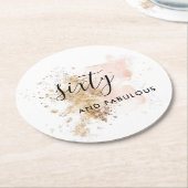 60歳の女性の誕生日パーティー ラウンドペーパーコースター (アングル)