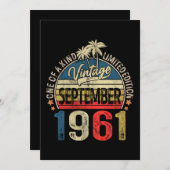 60歳の男性と女性のためのヴィンテージバースデー 招待状 (正面/裏面)