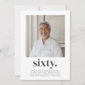 60歳の男性の四角い写真の誕生日 招待状 (正面)