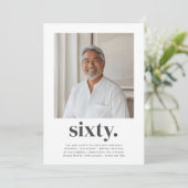 60歳の男性の四角い写真の誕生日 招待状 (スタンド正面)