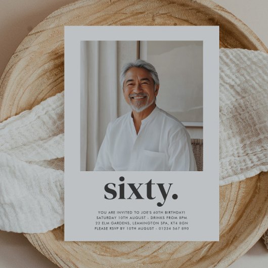 60歳の男性の四角い写真の誕生日 招待状