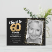 60歳の節目をお祝いしよう 60歳の誕生日写真 招待状 (スタンド正面)