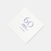 60歳の素晴らしい誕生日 紫色の名前と日付のスタイル スタンダードカクテルナプキン (角)