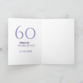 60歳の素晴らしい誕生日 紫 大きい文字 名前 日付 スタイル カード (内部)