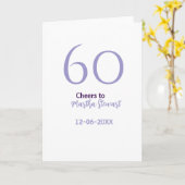 60歳の素晴らしい誕生日 紫 大きい文字 名前 日付 スタイル カード (黄色い花)