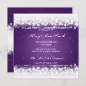 60歳の誕生エレガントパーティー魔法スパークルパープル 招待状 (正面/裏面)