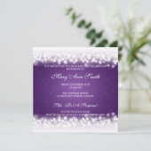 60歳の誕生エレガントパーティー魔法スパークルパープル 招待状 (スタンド正面)