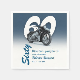 60歳の誕生日おめでとう クラシックバイクで旅に出よう スタンダードカクテルナプキン