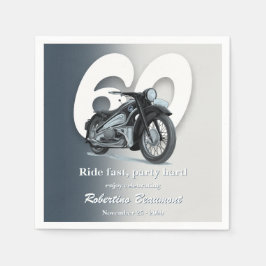 60歳の誕生日おめでとう クラシックバイクで旅に出よう スタンダードカクテルナプキン