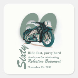60歳の誕生日おめでとう クラシックバイクで疾走 スクエアシール