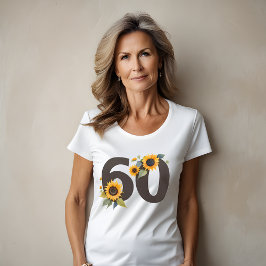 60歳の誕生日おめでとう サンフラワーTシャツ レディース Tシャツ