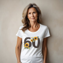 60歳の誕生日おめでとう サンフラワーTシャツ レディース