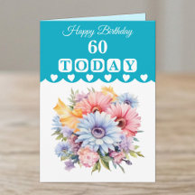 60歳の誕生日おめでとう ターコイズブルーの花