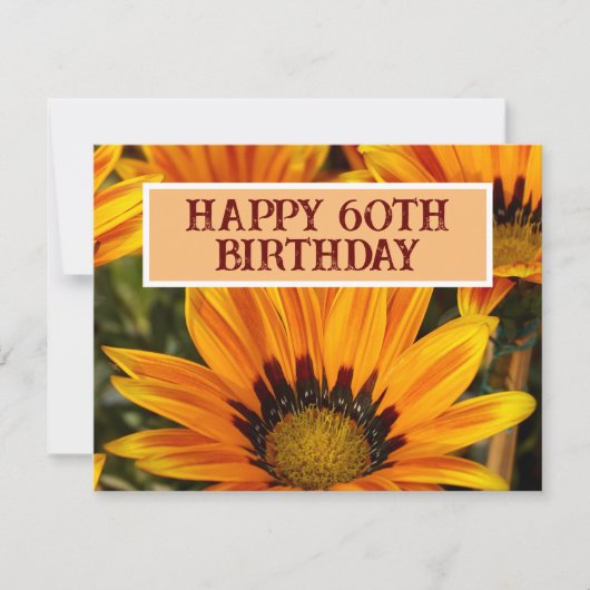 60歳の誕生日おめでとう ヒマワリの花 招待状 (正面)
