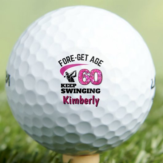 60歳の誕生日おめでとう – ピンクFore-get Age 60 ゴルフボール