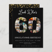 60歳の誕生日おめでとう　写真の並べ替え インビテーションポストカード (正面/裏面)