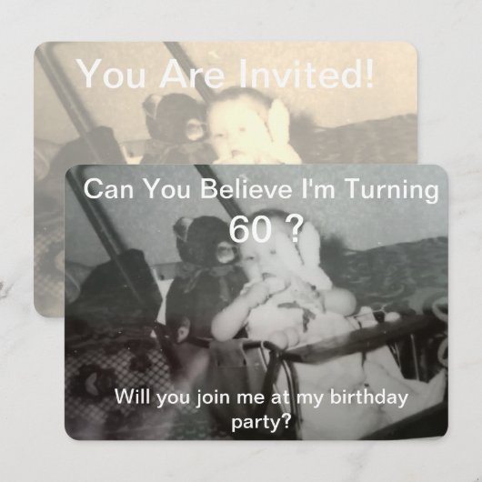 60歳の誕生日おめでとう 記念写真 招待状 (正面/裏面)