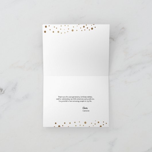 60歳の誕生日おめでとう!金と黒のカスタマイズメッセージ サンキューカード (内部)