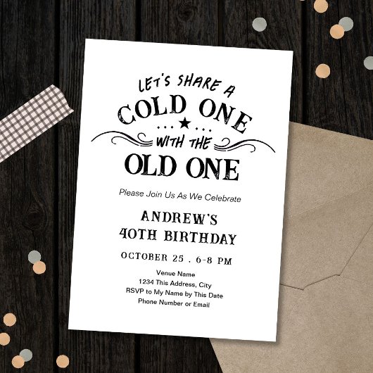 60歳の誕生日おめでとう Cold One with the Old One ビール 招待状