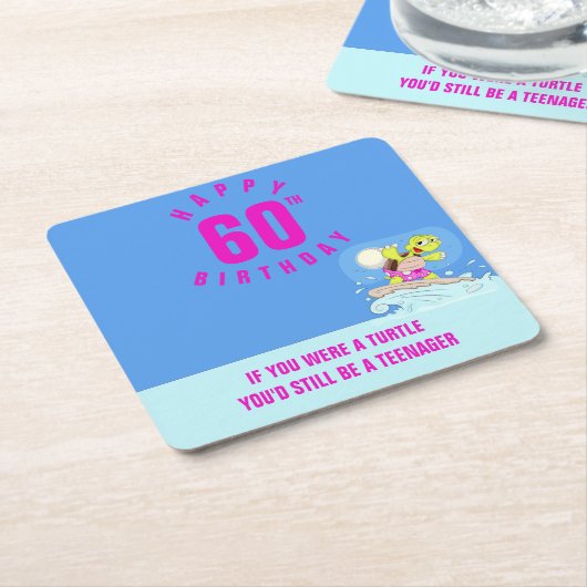 60歳の誕生日おもしろい引用文 スクエアペーパーコースター (アングル)