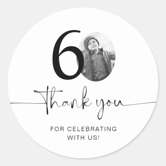 60歳の誕生日お礼の写真 ラウンドシール (正面)